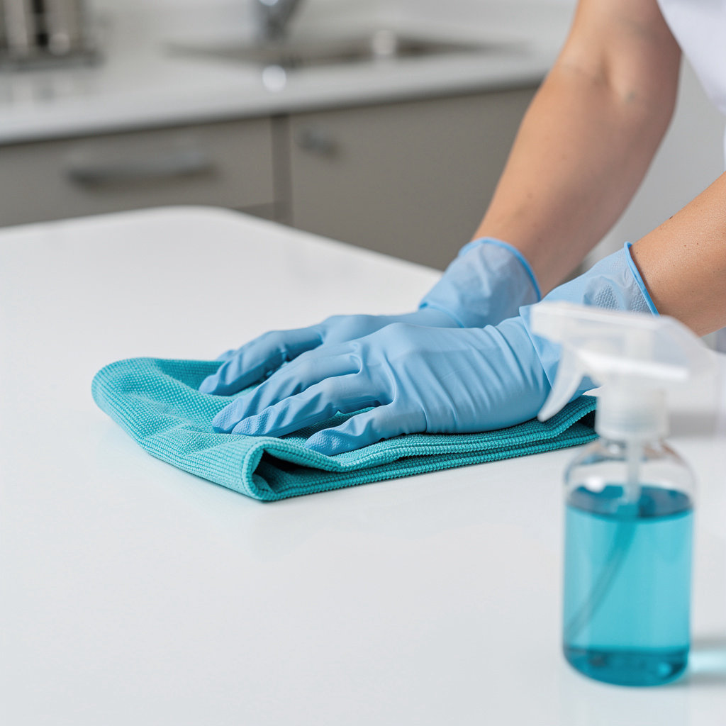 CITY JANITORIAL SERVICES LLC National City technician performing compliant medical office cleaning and disinfection